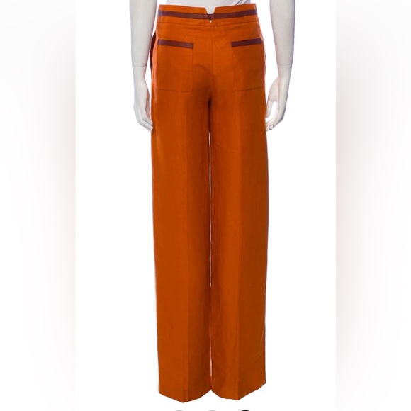[SOLD] LORO PIANA Carson Leather-trim Linen Pant In Orange/Splendent Rust - Picture 6 of 11